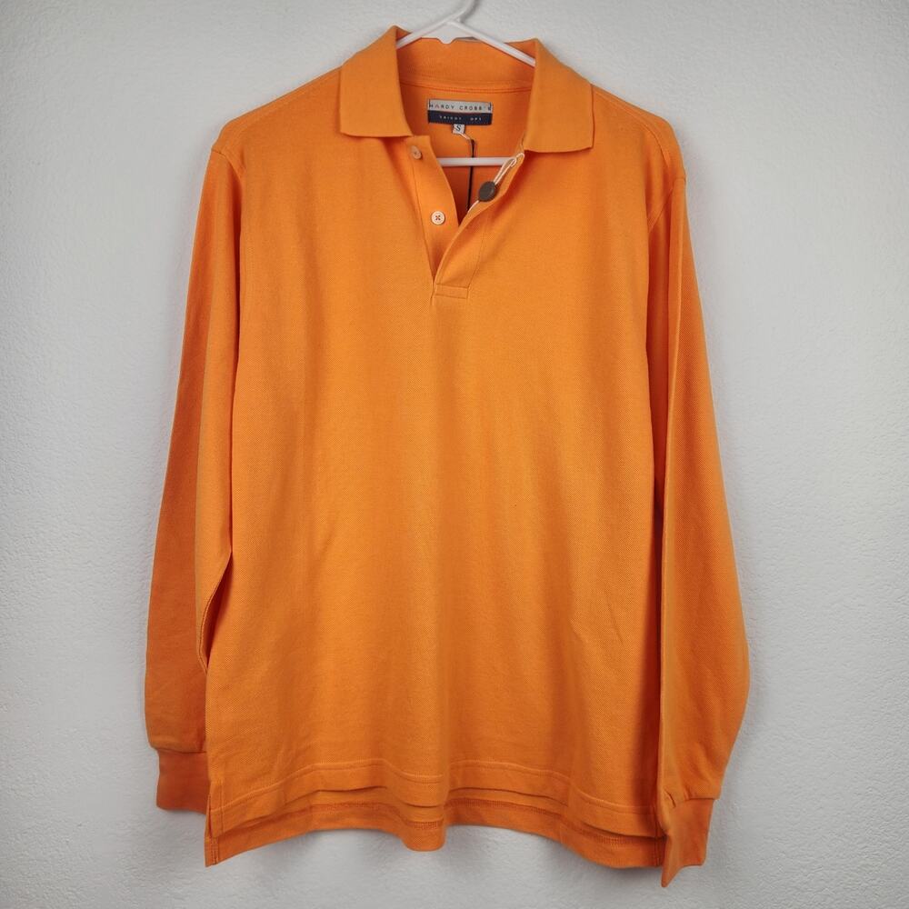 Hardy Crobb's Polo Shirt Orange Long Sleeve Men Size Small NWT